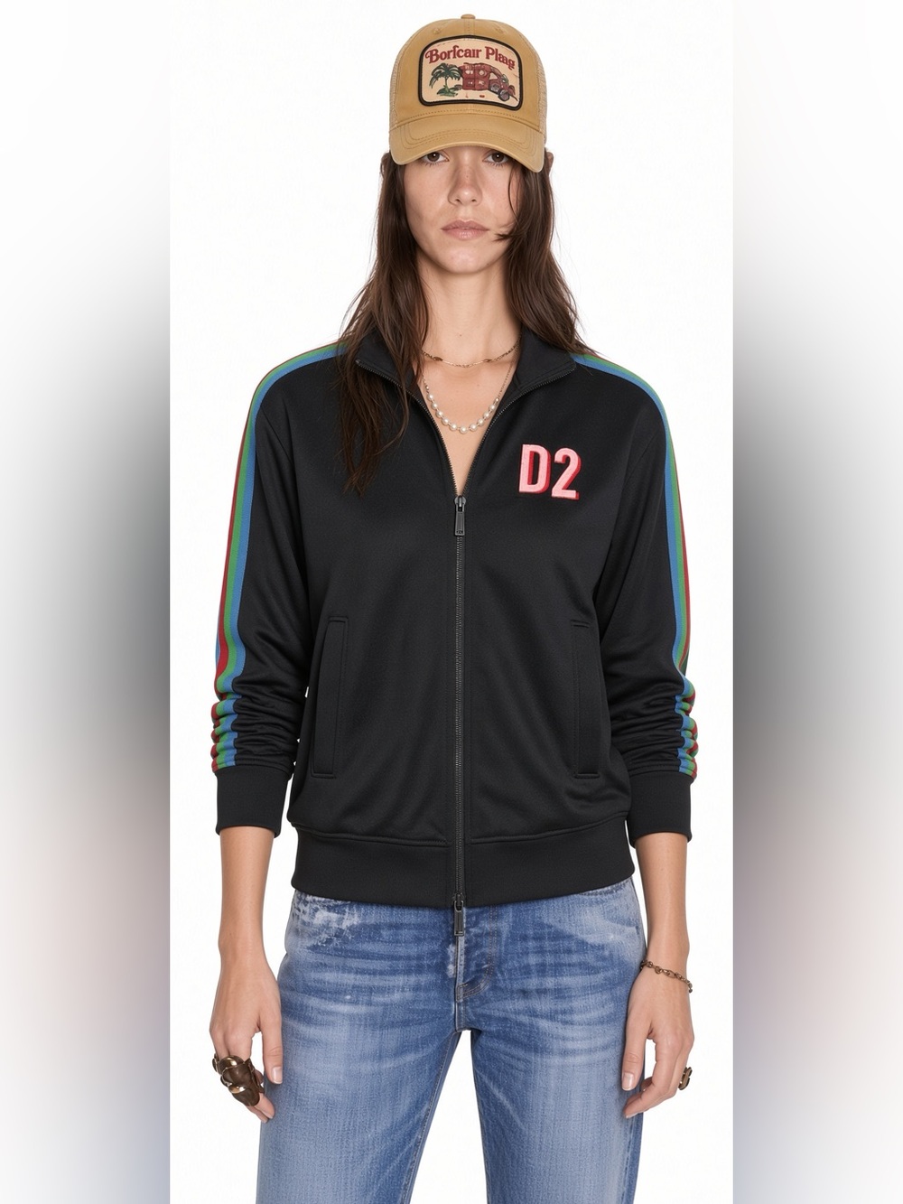 DSQUARED2 black Camping Crew Side Band Zip Jacket